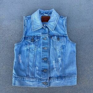 Levi's Vintage Sleeveless Trucker‎ Vest Denim Jean X-Small
